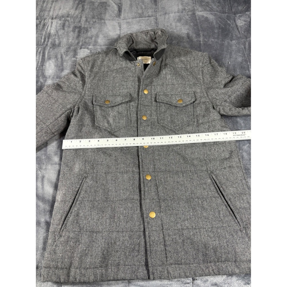 Billy Reid Mens Grey Herringbone Quilted Wool Blend Snap Front Shirt Jacket S - Picture 4 of 9